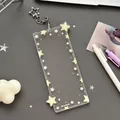 Star-patterned acrylic photocard holder with star-shaped silver hook for fans - Yellow