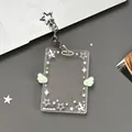 Tarjetero de acrílico con alas de ángel coloridas y llavero de estrella blanca - Verde
