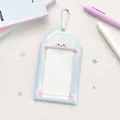 Portafoto in PVC azzurro con motivi animali e catenella a sfere bianche per carte - Cane
