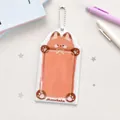 Porte-carte photo renard orange en PVC avec chaîne à billes blanche pour ranger les cartes - Renard