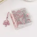 Cute cartoon bear girl pink PVC 3-hole loose-leaf mini photo album with acrylic pendant - Pink Anime Girl Style