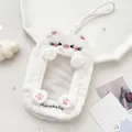 Bolsa de peluche de gato blanco con bordado y ventana transparente para guardar - Gato Blanco (Con Cordón)
