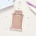 Porte-carte photo en acrylique beige avec motif ours brun et chaîne à billes argentée - Ours