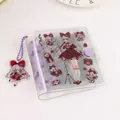 Süßes transparentes PVC-Bären-Ringbuchalbum mit lila Ring und herzförmigem Bärenanhänger - Roter Anime-Mädchen-Stil