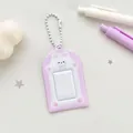 Tarjetero de lunares morados con diseño de conejo blanco y cadena de cuentas blanca - Conejo 1 Pulgada / Púrpura