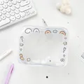 Bolsa de PVC transparente con soporte azul, gancho plateado y estampados de dibujos - Bear Rabbit