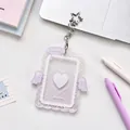 Lavender acrylic photocard holder with white angel wings and silver star clip - Purple