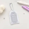 Portatarjetas de gato gris con ventana transparente y cadena de bolas plateada - Gato 1 Pulgada / Gris