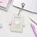Acrylic photo card holder with pink and green wings and silver star keychain - Green