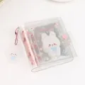 Mini 3-Ring PVC Ordner Album in Pink mit süßem weißem Hasen-Anhänger und Einsteckblatt - Rosa süßer Hasen-Stil