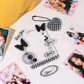 Acrylic photo card display holder with black and white Y2K butterfly and heart patterns - Style 4 / Black and White Checkerboard Style
