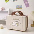 Cream puppy cartoon makeup case with brown handles and large capacity storage - Fried Egg Puppy Style
