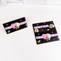 Tarjetas de embalaje negras con oso de peluche rosa y diseño de corazón a cuadros - Cabecera de Oso Negro