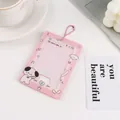 Pink acrylic puppy photocard holder with metal bead chain and cloud pattern - Pink Puppy Style (1)