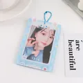Blue plaid acrylic card holder with pink bunny ears and matching blue bead chain - Blue Rabbit Style (2)