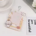 Cute puppy acrylic photo card holder with star patterns and a silver metal bead chain - Yellow Bear Style (3)