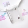 Transparent PVC binder cover with glitter finish and 6-hole silver metal ring mechanism - Transparent Glitter