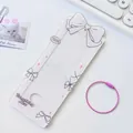 Pink bow acrylic card holder with star patterns and pink steel ring wire keychain - Pink Polka Dot Bow Style