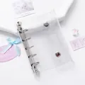 Couverture de classeur à 6 anneaux en PVC transparent avec fermoir en métal argenté - Style 6 Trous / Transparent