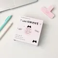 Pink grid stationery binder featuring a black ballet bow and sweet English slogans - Pink