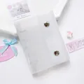 Translucent frosted PVC mini 3-ring binder with double silver metal snap buttons - Milky White Style