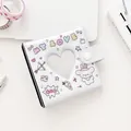 Mini álbum de fotos con 3 agujeros, ventana de corazón, osito lindo y cierre de presión - Blanco Estilo My Love (1)