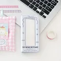 Blue striped photocard holder album with bow design and mint green lanyard - Blue White Stripe Bow Style (SGG-02)