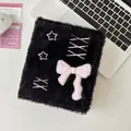 Ballet-style black plush A6 photocard album with pink bow and star embroidery - Black Pink Bow (No Inner Pages)
