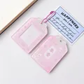 Tarjetero de cuero PU rosa con diseño de gato, adorno de lazo y cadena de perlas - Rosa