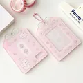 Portafoto a cartone animato rosa con gatto fragole e catenella con perline rosa - Rosa