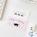 Juego de tarjetas decorativas con gatito rosa y lazo negro para empaque de fotos - Cabecera de Tarjeta de Gato
