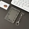 Minimalist glitter clear acrylic photocard holder with cute black doodle art and heart hook - Black Graffiti