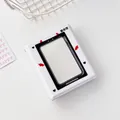 Cute white pixel style photo album for card storage with black frame and heart design - White