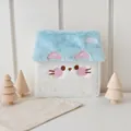 Cute house shaped plush photocard holder in blue and white with cat embroidery - 1-Grid / Blue