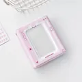Pink pixel art envelope card holder with mini photo album and clear window slot - Pink