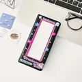 Black Y2K star and strawberry cake photo card holder with pink transparent window - Black (Strawberry Cake)