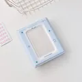 Light blue pixel art photocard album with heart star patterns and clear window display - Blue