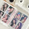 Carpeta A6 de felpa blanca para tarjetas de fotos con anillas transparentes rosas - Página Interior de 4 Bolsillos Doble Cara
