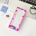 Pink Y2K cartoon photocard holder with transparent window and star pattern prints - Pink (Shining Star)