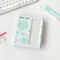 Photocard album in light blue grid with lucky clover design and transparent window - Mint Green Plaid Clover (03)