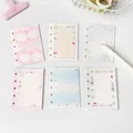 Set of 6 cute cartoon style A7 6-hole loose-leaf refills with various sweet patterns - Paper Inner Pages Set 2 (60 Sheets/Pack)
