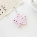 Pink star-shaped acrylic card holder with Sparkling stars print and metal bead chain - Pink