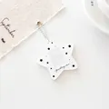 Star-shaped acrylic photo card holder with sparkling stars print and silver bead chain - White