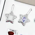 Silver star-shaped acrylic photocard holder with angel wing pattern and metal ball chain - Silver