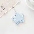 Star-shaped light blue acrylic photo card holder with bead chain and star prints - Blue