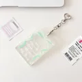 Transparent acrylic card holder with mint green ribbon print and heart buckle - Green