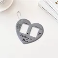 Gray heart-shaped PVC photocard holder with double slots and white bead chain - Silver