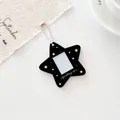 Black star-shaped acrylic photocard holder with Sparkling Stars print and bead chain - Black