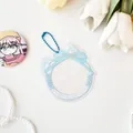 Cat ear acrylic photo card holder in light blue with lace and bead chain accessory - Blue