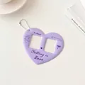 Paarse hartvormige fotokaarthouder met twee vakken en witte kralenketting voor foto's - Paars